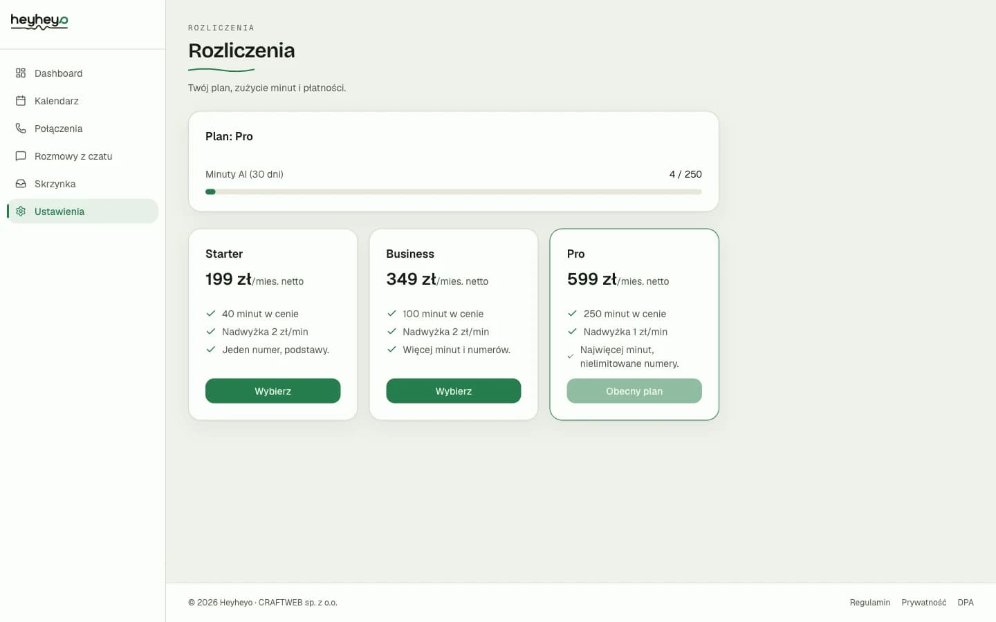 Rozliczenia i limity - Heyheyo